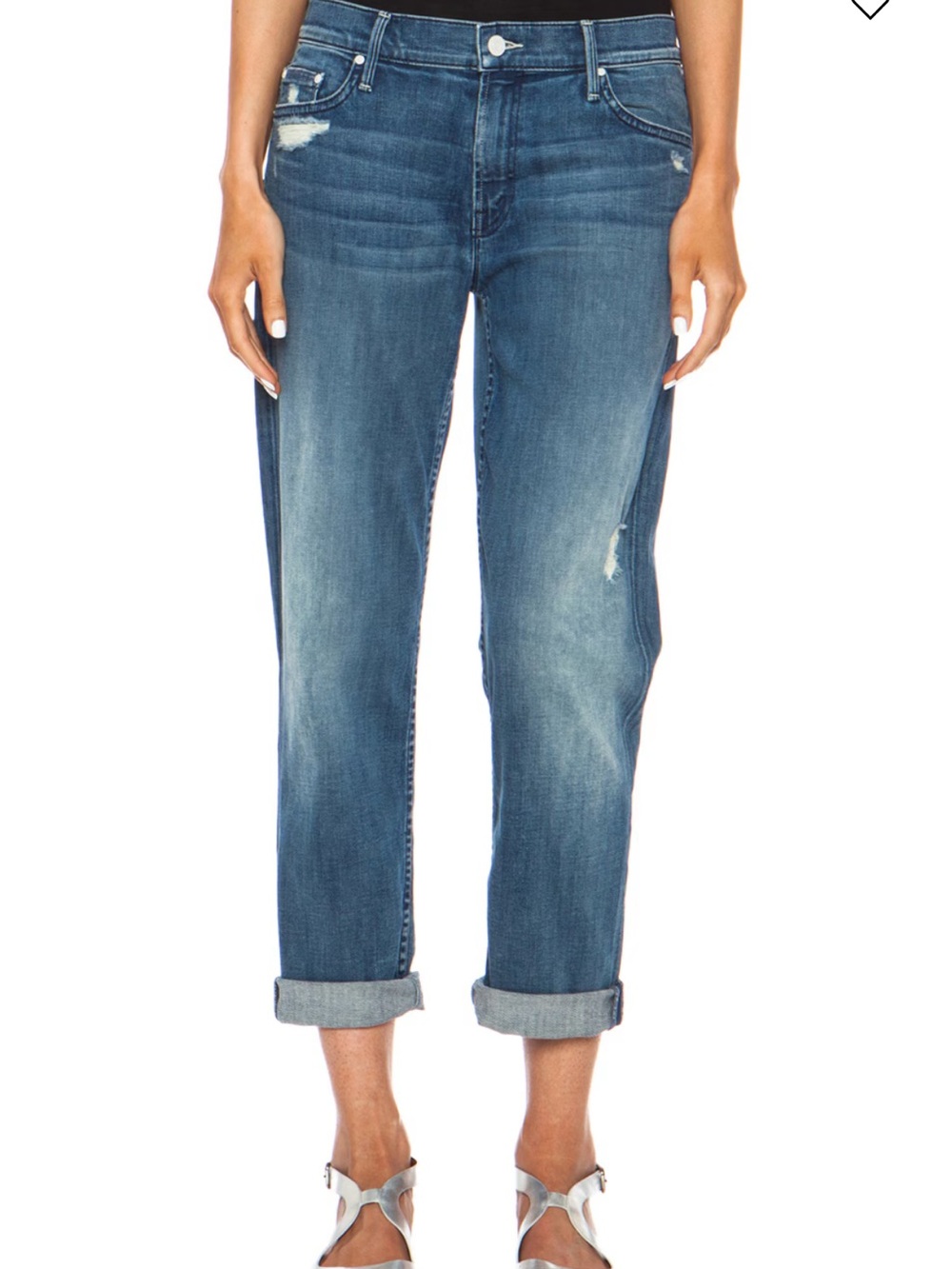 Mother The Dropout Distressed Blue Jeans